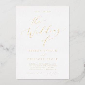 delicate gold foil calligraphy the wedding of  foil invitation
