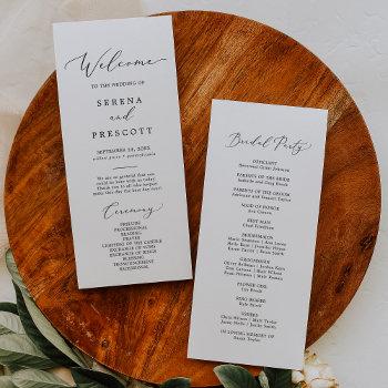 Small Delicate Printable Or Printed Wedding Program Front View