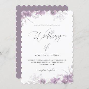 Small Delicate Purple Floral With Calligraphy Wedding Front View