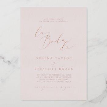 delicate rose gold foil | blush la boda de wedding foil invitation