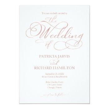 Small Delicate Rose Gold Foil Script Wedding Front View