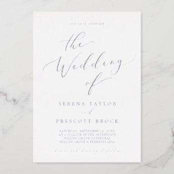 delicate silver foil calligraphy the wedding of foil invitation
