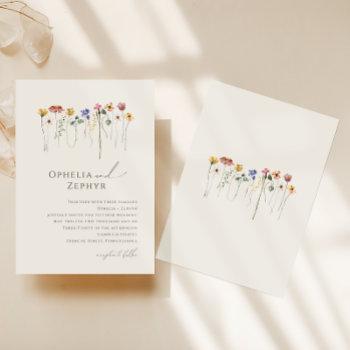 delicate wildflower | beige wedding invitation