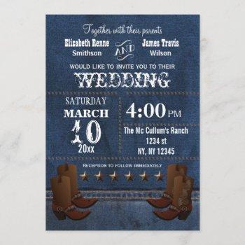 denim cowboy boots stars western wedding invite