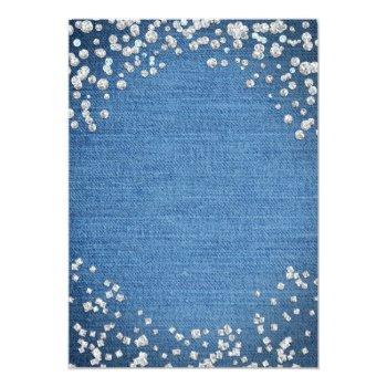Small Denim & Diamonds Glam Scattered Bling Table Number Back View