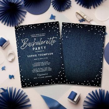 denim diamonds glitter elegant bachelorette party invitation