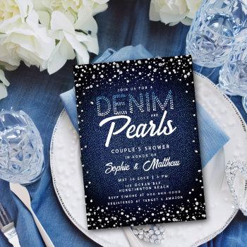Small Denim Diamonds Pearls Blue Elegant Couple Shower Front View