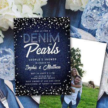 denim diamonds pearls photo couple shower invitation