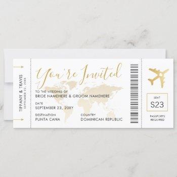 destination wedding boarding pass invitation