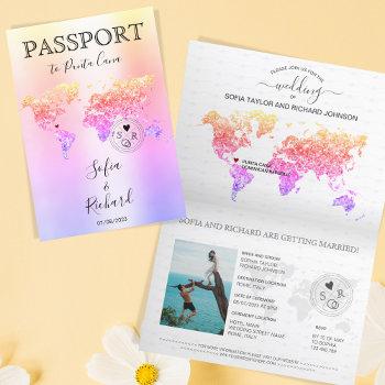 destination wedding passport world map adventure  invitation
