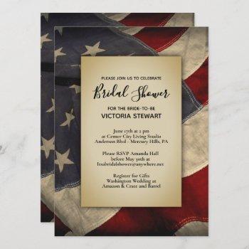 distressed american flag bridal shower invitation