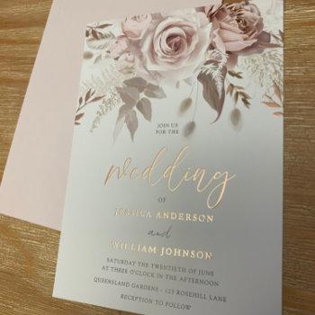 Small Divine Rose Gold Blush Floral Wedding Foil Front View