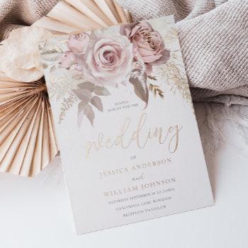 divine rose gold trending modern blush wedding foil invitation
