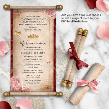 diy rose gold quinceanera scroll invitations