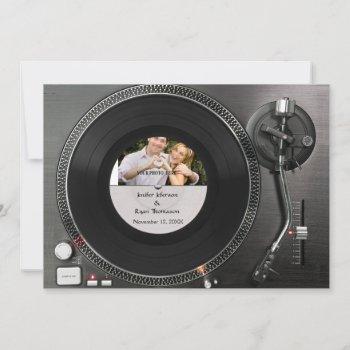 dj turntable photo wedding invitation