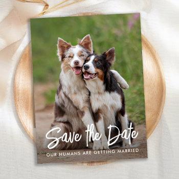 Small Dog Wedding Personalized Pet Photo Save The Date Announcement Post Front View
