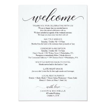 Small Double Sided Wedding Itinerary - Wedding Welcome Front View