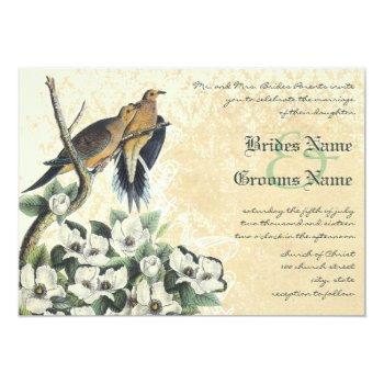 Small Dove Love Bird Magnolia And Lace Wedding Invites Front View