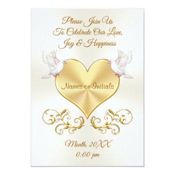 Small Doves Over Heart Wedding  Personalized Front View