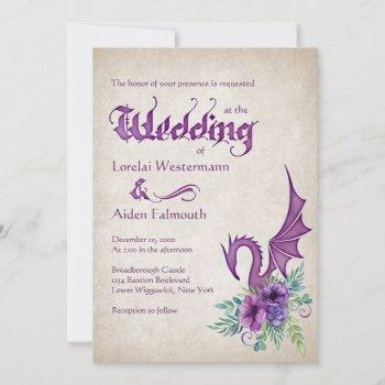 dragon floral wedding invitation