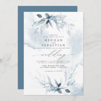 dreamy dusty blue foliage  invitation