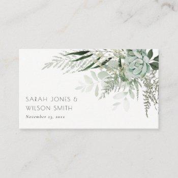Small Dusky Green Leafy Fern Succulent Foliage Wedding Place Front View
