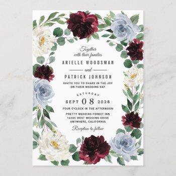 Small Dusty Blue And Burgundy Cranberry Fall Wedding Front View