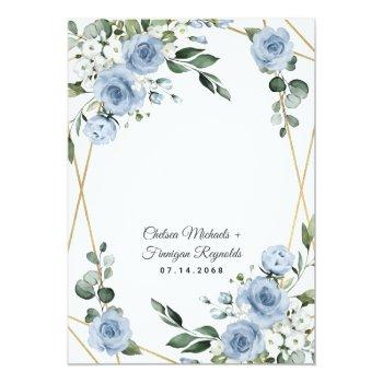 Small Dusty Blue And Gold Elegant Floral Rustic Wedding Back View