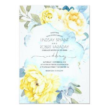 Small Dusty Blue And Yellow Floral Wedding Front View