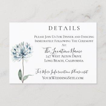 dusty blue botanical wedding details invitation
