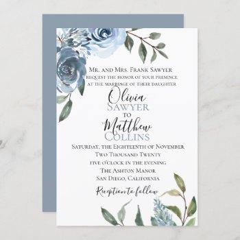 Small Dusty Blue Botanical Wedding Front View