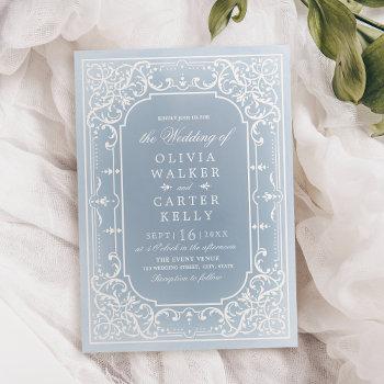 Small Dusty Blue Elegant Ornate Romantic Vintage Wedding Front View