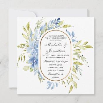 Small Dusty Blue Floral Greenery Christian Wedding Front View