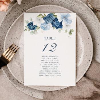 Small Dusty Blue Floral Table Number 12 Seating Chart Front View
