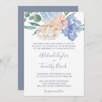 Small Dusty Blue Florals Formal Wedding Front View