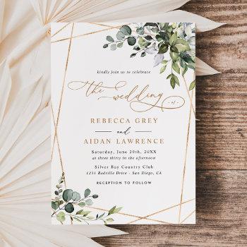 Small Dusty Blue Green Gold Eucalyptus Greenery Wedding Front View