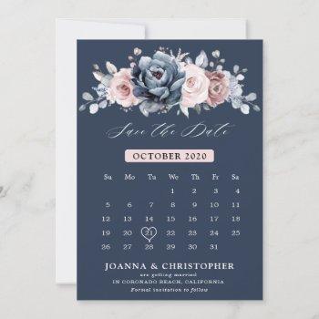 dusty blue mauve rose pink slate floral wedding  s save the date
