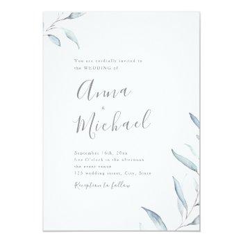 Small Dusty Blue Minimal Greenery Wedding Front View