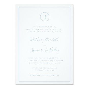 Small Dusty Blue Monogram Simple Traditional Wedding Front View