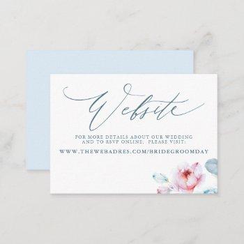 dusty blue pink rose wedding website card