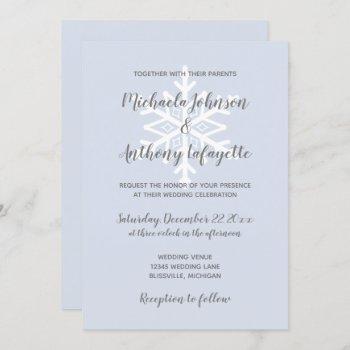 Small Dusty Blue Snowflake Winter Wedding Front View