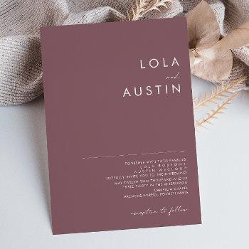 dusty boho | purple and rose wedding invitation