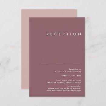 Small Dusty Boho | Purple And Rose Wedding Reception Enclosure Card Front View
