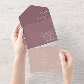 dusty boho | rose and purple seal and send all in one invitation