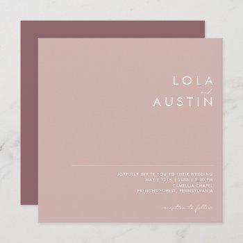 dusty boho | rose and purple square wedding invitation
