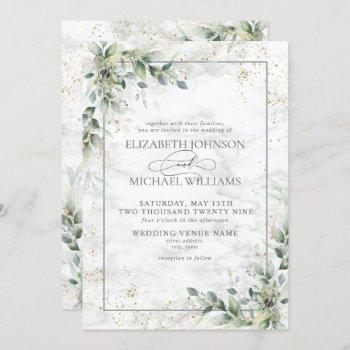 dusty eucalyptus botanical gold greenery wedding i invitation