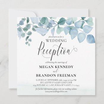 dusty eucalyptus greenery wedding reception only invitation