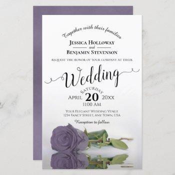 dusty lilac purple rose budget wedding invitation