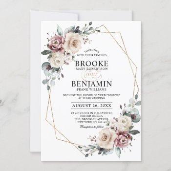dusty  mauve eucalyptus geometric wedding invitati invitation