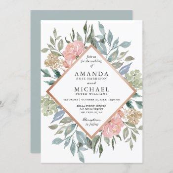 Small Dusty Pink Blue Green Rustic Wild Floral Wedding Front View